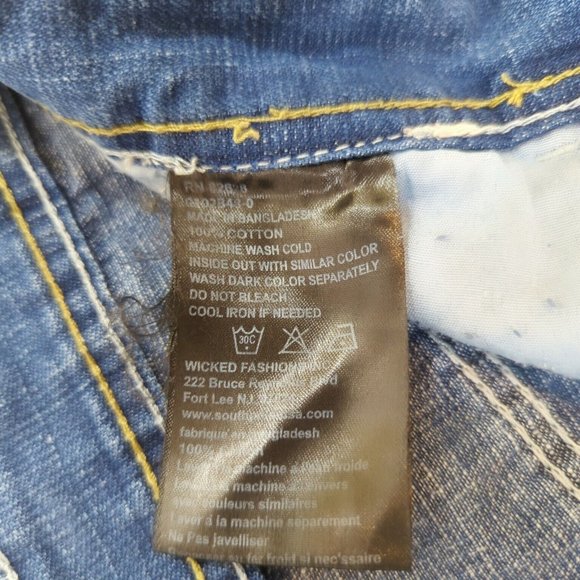 Vtg South Pole Jeans Mens 36x30 Distressed Faded Blue Baggy Relaxed Y2K Hip Hop - Picture 7 of 9